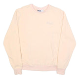 FILA Womens Cream Sweatshirt Crew Neck L Cotton Blend Logo Embroidered