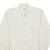 CANDA Mens White Casual Shirt M Button-Down Collar Long Sleeve Polyester Blend