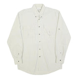 CANDA Mens White Casual Shirt M Button-Down Collar Long Sleeve Polyester Blend