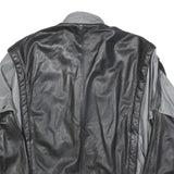 OSKAR Mens Black & Grey Leather Button Jacket M Casual Stylish Outerwear