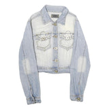 VERSACE JEANS COUTURE Mens Blue Denim Button Jacket XS Cotton Distressed