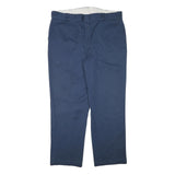 DICKIES Mens Cotton Blend Navy Blue Regular Straight Trousers W40 L31 Workwear