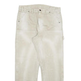 DICKIES Mens Cotton Blend Cream Regular Straight Trousers W34 L30 Workwear Zip