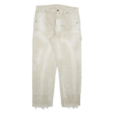 DICKIES Mens Cotton Blend Cream Regular Straight Trousers W34 L30 Workwear Zip