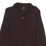 CALVIN KLEIN JEANS Mens Maroon Plain Pullover Half Zip Cotton Jumper M