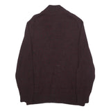 CALVIN KLEIN JEANS Mens Maroon Plain Pullover Half Zip Cotton Jumper M