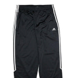 ADIDAS Mens Joggers Black & White L W32 L32 Classic Tapered Polyester Tracksuit