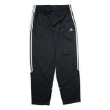 ADIDAS Mens Joggers Black & White L W32 L32 Classic Tapered Polyester Tracksuit