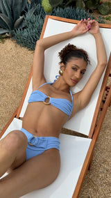 Textured Allium Recycled Bamboo Ring , High Waisted, High Leg Bikini Bottom