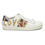 GUCCI Ace Womens Leather Trainers White Blue Red UK 3 Stylish Fashion