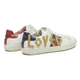 GUCCI Ace Womens Leather Trainers White Blue Red UK 3 Stylish Fashion
