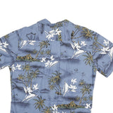 Mens Blue Hawaiian Style M Cotton Blend Shirt Tropical Print Relaxed Fit