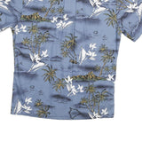 Mens Blue Hawaiian Style M Cotton Blend Shirt Tropical Print Relaxed Fit