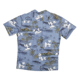 Mens Blue Hawaiian Style M Cotton Blend Shirt Tropical Print Relaxed Fit