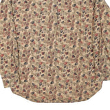 NATURAL ISSUE Mens Beige Leaf Print Shirt M Cotton Blend Casual Wear