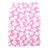 Womens Pink & White Floral Pencil Knee Length Cotton Blend Skirt M Stylish