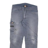 DICKIES Mens Cotton Blend Grey Relaxed Cargo Trousers W32 L28 Workwear Durable