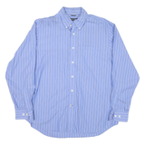 NAUTICA Mens Blue & White Stripe Shirt L Button Down Collar Cotton Blend Casual