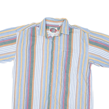 PNOTEST BLUES Mens Blue Green & Yellow Stripe Cotton Blend Shirt L Summer Casual