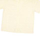 YMLA Mens Cream Rayon Shirt L Casual Short Sleeve Button Collar