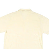 YMLA Mens Cream Rayon Shirt L Casual Short Sleeve Button Collar