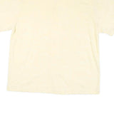 YMLA Mens Cream Rayon Shirt L Casual Short Sleeve Button Collar