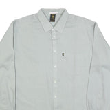 TORERO Mens Grey Plain Long Sleeve Shirt L Button Collar Polyester Blend Formal