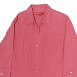 TEDDYS Womens Pink Cotton Shirt L Long Sleeve Button Front Casual