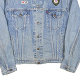 LEVI'S Mens Blue Denim Button Jacket XL Cotton Blend Patch Detail