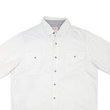 WRANGLER Mens White Cotton Blend Short Sleeve Shirt L Casual Button Pocket