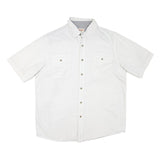 WRANGLER Mens White Cotton Blend Short Sleeve Shirt L Casual Button Pocket