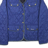 BARBOUR Womens Blue Quilted Jacket XS Polyester Blend Button Closure Classic