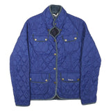 BARBOUR Womens Blue Quilted Jacket XS Polyester Blend Button Closure Classic