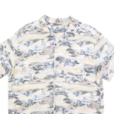 Mens Beige Patterned Cotton Blend Short Sleeve Shirt M Casual Beach Style