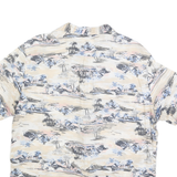 Mens Beige Patterned Cotton Blend Short Sleeve Shirt M Casual Beach Style