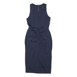 JENNY PACKHAM Womens Navy Blue Sheath Woven Sleeveless Knee Length UK 6 Beaded