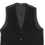 Mens Black Polyester Blend Button Jacket Vest M Plain Classic Casual Waistcoat