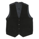 Mens Black Polyester Blend Button Jacket Vest M Plain Classic Casual Waistcoat