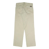 DICKIES Mens Cotton Blend Beige Regular Straight Trousers W32 L30 Workwear