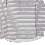 Mens White & Grey Pattern Cotton Blend Shirt L Long Sleeve Button Collar