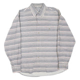 Mens White & Grey Pattern Cotton Blend Shirt L Long Sleeve Button Collar