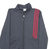 ADIDAS Womens Grey & Red Track Jacket UK 14 Polyester Blend Athletic Zip