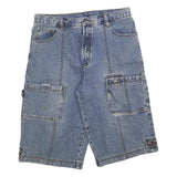 Mens Blue Denim Cargo Cotton Blend Shorts M W32 Casual Workwear Pockets