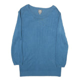 MANOR Womens Blue Plain Crew Neck Basic Knit Jumper S Casual Everyday Wear