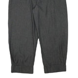 Womens Relaxed Fit Grey Cotton Blend Trousers W34 L28 Zip Closure Elastic Waist