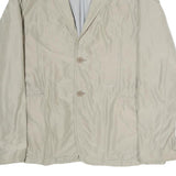 ARMANI COLLEZIONI Mens Beige Cotton Blend Button Jacket M Plain Stylish