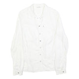 G-STAR Womens White Cotton Blend Shirt M Casual Button-Up Lightweight Summer