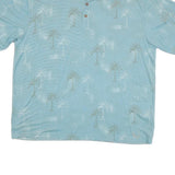 TRADER BAY Mens Blue Palm Tree Print Short Sleeve XL Polo Shirt Cotton Blend