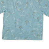 TRADER BAY Mens Blue Palm Tree Print Short Sleeve XL Polo Shirt Cotton Blend