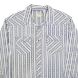 LEVI'S Mens Blue & White Striped Shirt XL Classic Cotton Blend Button Shirt